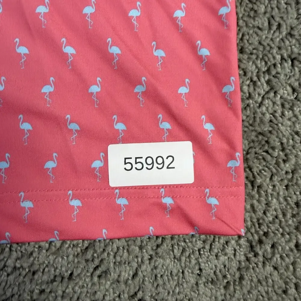 Waggle Polo Shirt Mens XL Pink Blue Performance Flamingo Stretch Golf Print - Picture 11 of 11